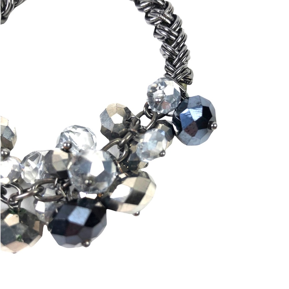 White House Black Market Navy Disco Bead Grey Bracelet - Picture 2 of 3